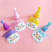 Pet Birthday Bandana and Hat Set for Cats and Dogs - Photo Prop and Decorative Collar