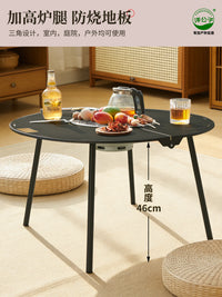 80cm Large Galvanized Steel Foldable Table for Tea Ceremony, Outdoor Picnic, BBQ - Versatile Use