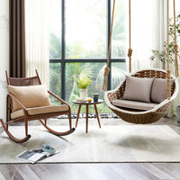 Indoor Outdoor Wicker Rattan Hanging Basket Swing Chair with Stand