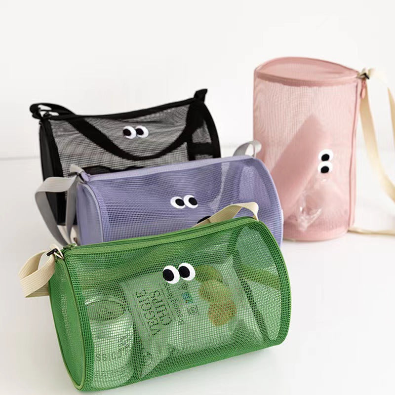 Mesh Cylindrical Crossbody Swim Bag - Large Capacity Travel & Toiletry Organizer