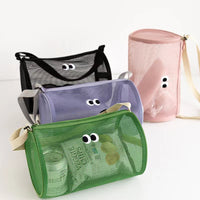 Mesh Cylindrical Crossbody Swim Bag - Large Capacity Travel & Toiletry Organizer