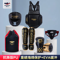 Professional Boxing Protective Gear Set for Kids and Adults - Headgear, Shin Guards, Chest Protector