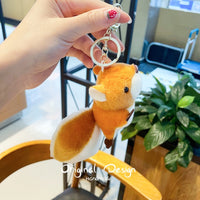 Cute Squirrel Plush Keychain Pendant Brooch for Bags and Couples