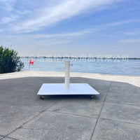 18KG White Square Rolling Umbrella Base, Outdoor Furniture Parasol Stand