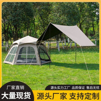 Automatic Pop-Up Hexagonal Camping Tent with Integrated Tarp and Blackout Coating for Outdoor Activities