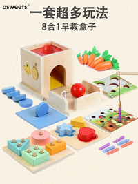 asweets Montessori 8-in-1 Educational Toy Set for Toddlers, Carrot Harvest Game, Early Learning Activity Box for 1-3 Year Olds