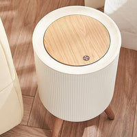 Tall Leg Wood Grain Smart Sensor Trash Can for Home and Office