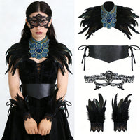 Gothic Dark Feather Set Halloween Cosplay Masquerade Accessories