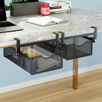 Under Desk Storage Drawer Organizer Pull-Out Hanging Basket for Office Workstation - No-Drill Installation