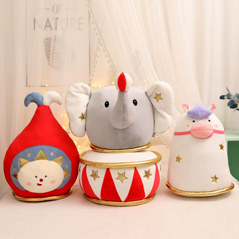 Cartoon Circus Animal Plush Toy Pillow with Blanket Option for Kids