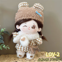 20cm Cotton Doll Clothes Set with Overalls Dress for Plush Dolls
