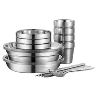 304 Stainless Steel Portable Dinnerware Set for Travel, Camping, and Home Kitchen