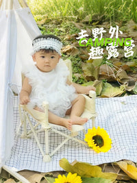 Foldable Baby Beach Chair with Umbrella, Portable Outdoor Camping and Picnic High Chair with Tray and Storage Bag