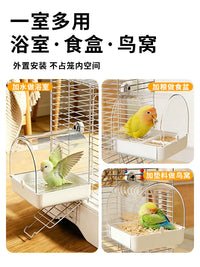 External Bird Bath and Feeder for Parrots and Small Birds, Splash-Proof Design