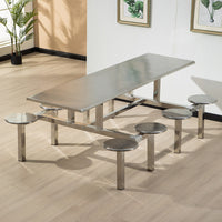 Stainless Steel Cafeteria Dining Table and Chair Set for Schools and Factories, 4/6/8-Seater Reinforced Integrated Fast Food Table