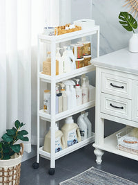 Slim Bathroom Storage Cart with Wheels, Multi-layer Gap Organizer for Toilet and Sink