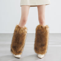 Women's Faux Fur Boot Cuffs Leg Warmers Short Ankle or Long Calf Length