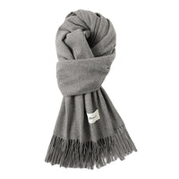 Cashmere-Feel Solid Color Tassel Scarf for Women, Warm Winter Shawl