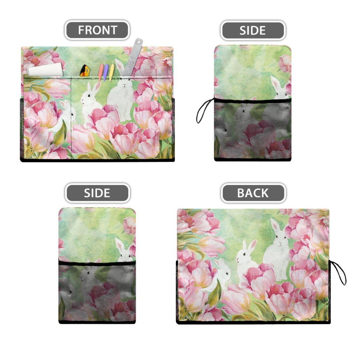 Easter Series Printed Sewing Machine Dust Cover with Cute Rabbit Design, Washable Canvas Protector