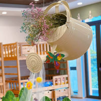 Decorative Iron Art Watering Can for Floral Arrangements and Spring Decor