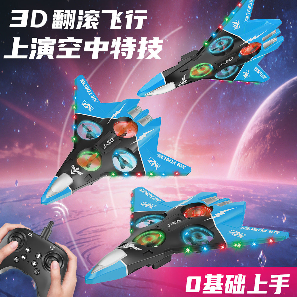 Remote Control Fighter Jet Drone for Kids with Lights, Stunt Rolls, Altitude Hold, and Durable Design