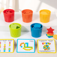 Geometric Shape & Color Sorting Cups Educational Toy for Early Learning