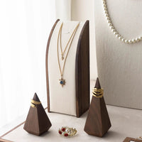 Walnut Wood Jewelry Display Stand for Necklaces, Rings, and Earrings - Countertop Showcase Organizer