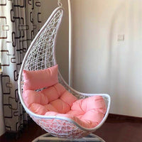 Woven Rattan Hanging Basket Chair with Stand for Indoor/Outdoor Use