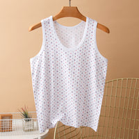 Women's Plus Size Cotton Vest for Middle-Aged & Elderly, Sleeveless Undershirt with Print