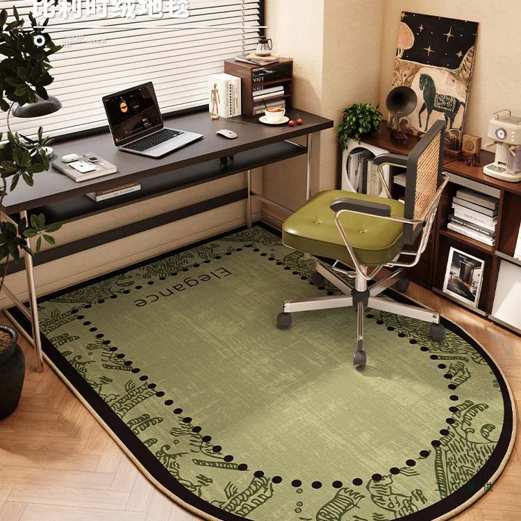 Green Arched Vintage Style Office Chair Mat for Hardwood Floors, Computer Desk Chair Carpet, Scratch Protection Pad