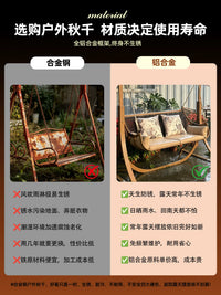 Outdoor Patio Garden Swing Chair Double Hammock Balcony Swing Seat