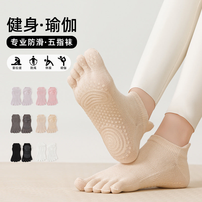 Women's Pilates Yoga Non-Slip Five-Toe Socks with Breathable Combed Cotton