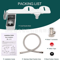 Non-Electric Bidet Toilet Seat with Phone Holder, Dual Nozzle Front & Rear Wash, Foldable, for Travel & Home