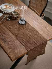 Boho Tassel Cotton Linen Table Runner for Dining Table Coffee Table Dresser Shoe Cabinet Decor