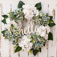 Haobei Summer Hydrangea Green Leaf Wreath for Front Door Decor