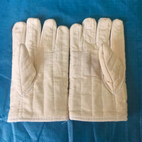 Thickened Heat Resistant White Five-Finger Cotton Gloves for BBQ Baking Kitchen Boiler Work