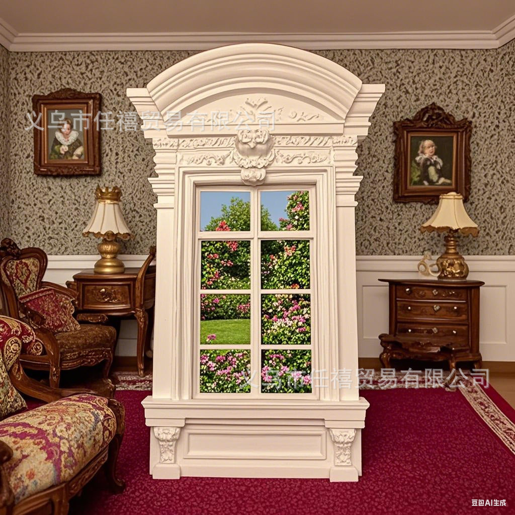 Dollhouse European Style Window Model for Dioramas and Crafts