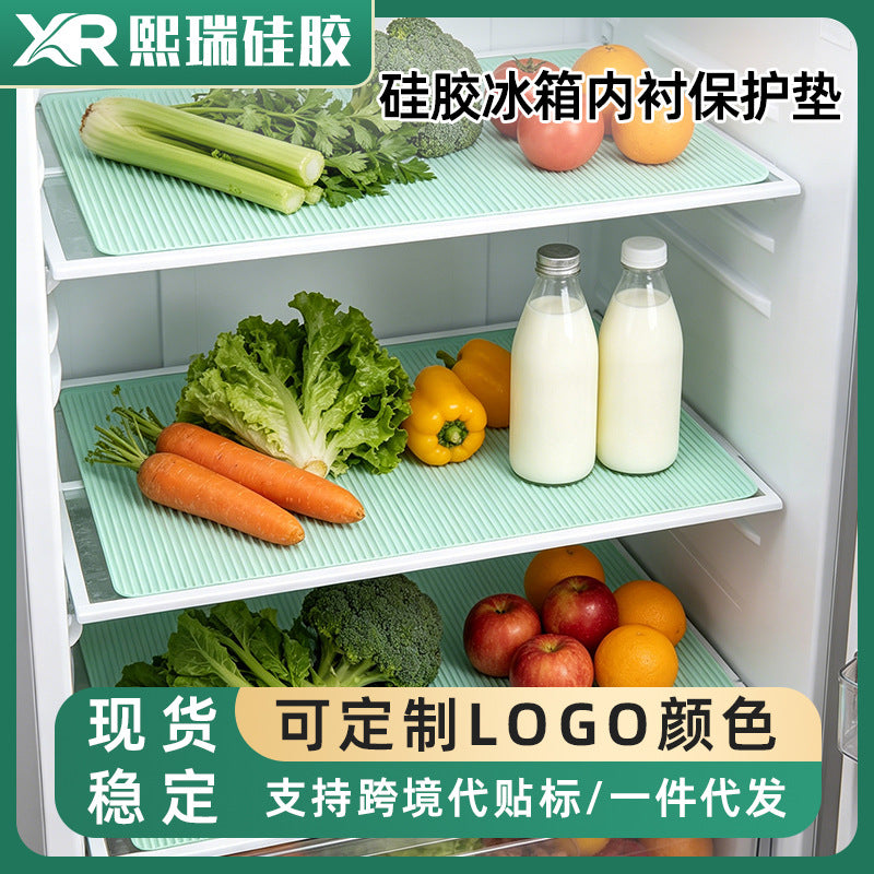 Food-Grade Silicone Refrigerator Liner Mat - Non-Slip, Mildew-Proof, Washable Cabinet Drawer Shelf Liner