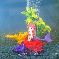 Aquarium Resin Coral Reef Ornament with Aeration Function, Mermaid Mountain Rock Decor