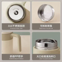Large Capacity 316 Stainless Steel Insulated Mug with Handle and Tea Infuser for Office
