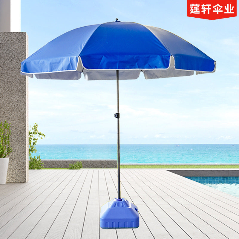 Outdoor Commercial Beach Umbrella with UV Protection and Windproof Design, Foldable Sunshade for Patios and Markets