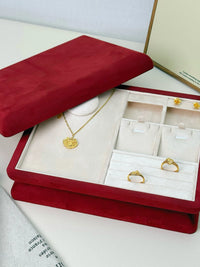 Multi-functional Velvet Jewelry Display Tray with Magnetic Lid for Necklaces, Pendants, Rings