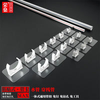 No-Drill Pipe Clamp for Water Pipes, Conduit, Hoses, PPR Pipes, Gas Pipes - U-shaped Nail-Free Fixer for 3-point and 4-point Pipes