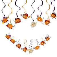 Halloween Pumpkin Swirl Hanging Decorations for Party & Window Display