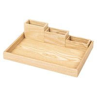 Wooden Desk Organizer with File Tray and Remote Control Holder