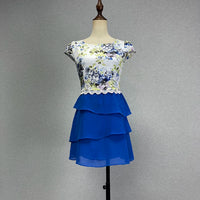 Women's Floral Short Sleeve A-Line Midi Dress
