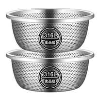 Metal Colander, Stainless Steel Drain Basket for Fruits, Vegetables, & Pasta, Food Grade Kitchen Strainer, Silver, Cartoon Design