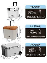 Portable Insulated Cooler Box with Wheels for Outdoor Camping Fishing Food Preservation