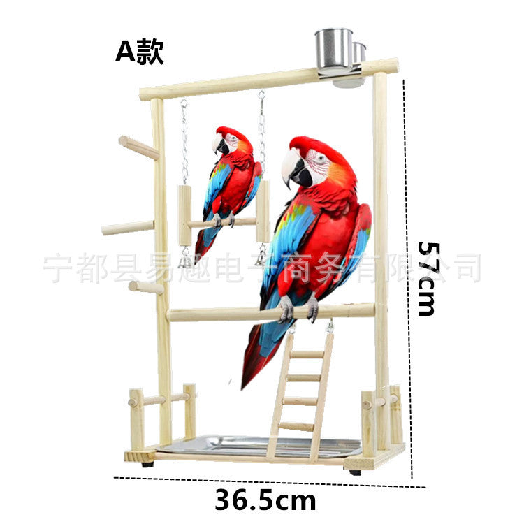 Parrot Solid Wood Perch Swing Playground for Cockatiels Budgies Lovebirds