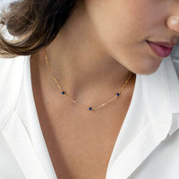 14K Gold Plated Triple Bead Dainty Necklace for Women